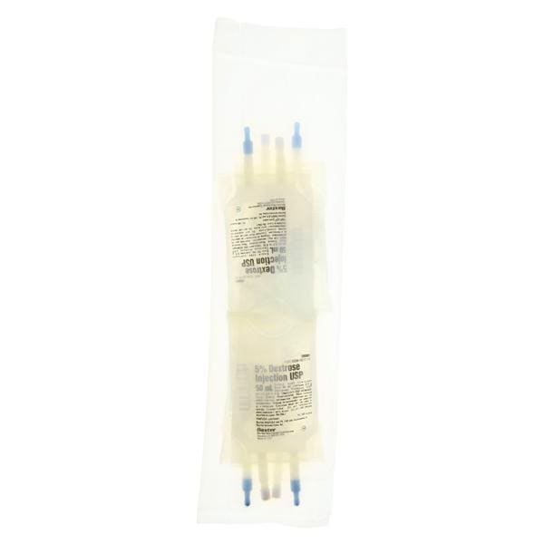 Dextrose Injection, 5% USP, 50 ml, Viaflex Plastic Container, Quad Pack, 96/cs (Rx) (Continental US Only) (Product Access Restricted. Check with your sales rep to verify eligibility) <Strong style="color:red">Max weekly quantity allowed: 10</Strong>