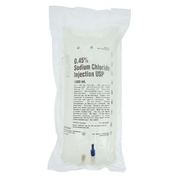Sodium Chloride Injection, 0.45%, USP, 1000 ml, Viaflex Plastic Container, 14/cs (Rx) (Continental US Only) (Product Access Restricted. Check with your sales rep to verify eligibility)