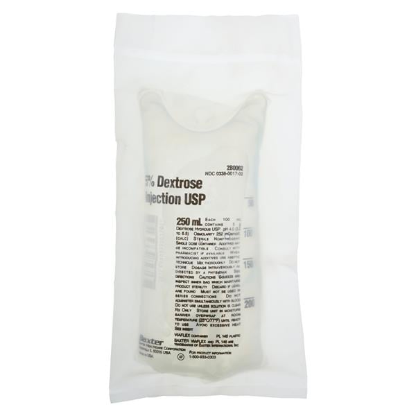 Dextrose Injection, 5% USP, 250 ml, Viaflex Plastic Container, 36/cs (Rx) (Continental US Only) (Product Access Restricted. Check with your sales rep to verify eligibility)