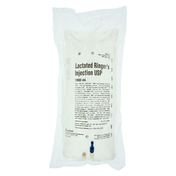 Lactated Ringer's Injection, USP, 1000 ml, Viaflex Plastic Container, 14/cs (Rx) (Continental US Only) (Product Access Restricted. Check with your sales rep to verify eligibility) (Item is on Manufacturer Allocation - Quantities may Limited)