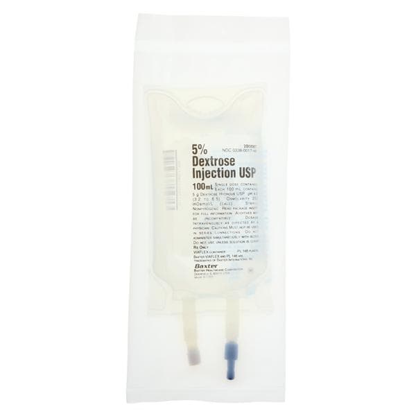 Dextrose Injection, 5% USP, 100 ml, Viaflex Plastic Container, 96/cs (Rx) (Continental US Only) (Product Access Restricted. Check with your sales rep to verify eligibility) <Strong style="color:red">Max weekly quantity allowed: 10</Strong>