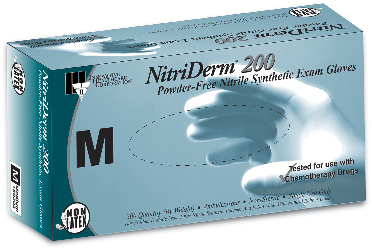 Gloves, Large, Exam, Nitrile, Non Sterile, PF, Textured, Blue, 200/bx, 10 bx/cs (70 cs/plt)