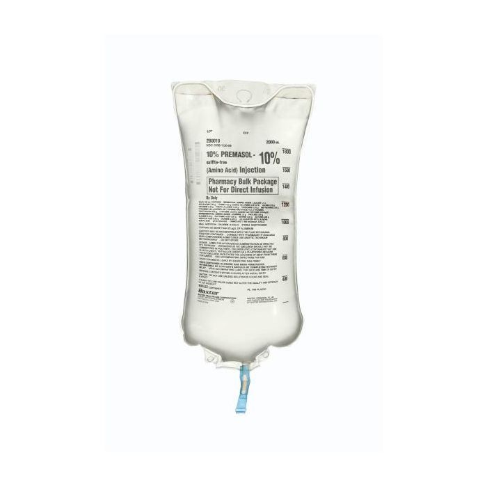 Premasol (Amino Acid), Sulfite-Free, 10% Injection, 2000 ml, Viaflex Plastic Container, Not for Direct Infusion, Bulk, 6/cs (Rx) (Continental US Only) (Product Access Restricted. Check with your sales rep to verify eligibility)