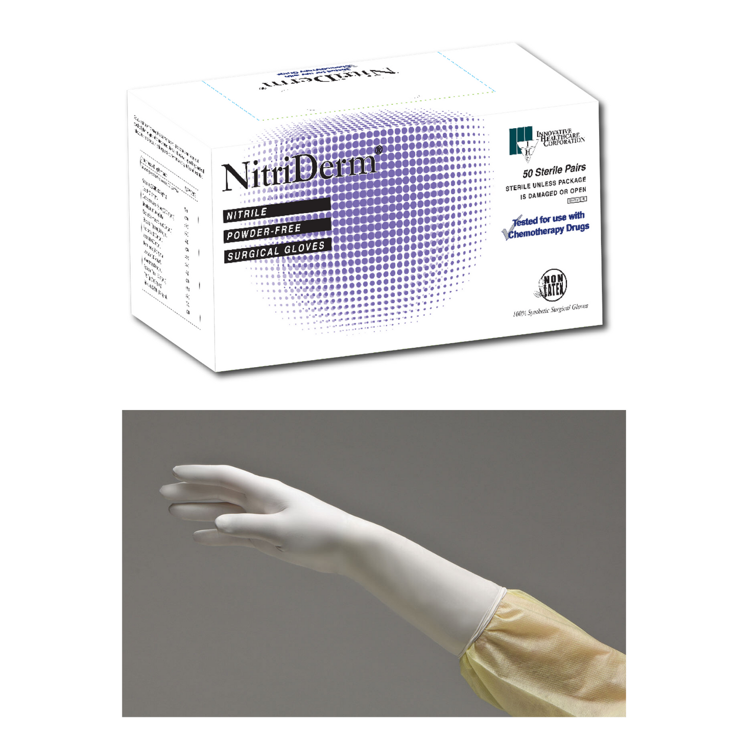 Gloves, Surgical, Size 6, Nitrile, Sterile, PF, Textured, 50 pr/bx, 4 bx/cs (56 cs/plt)