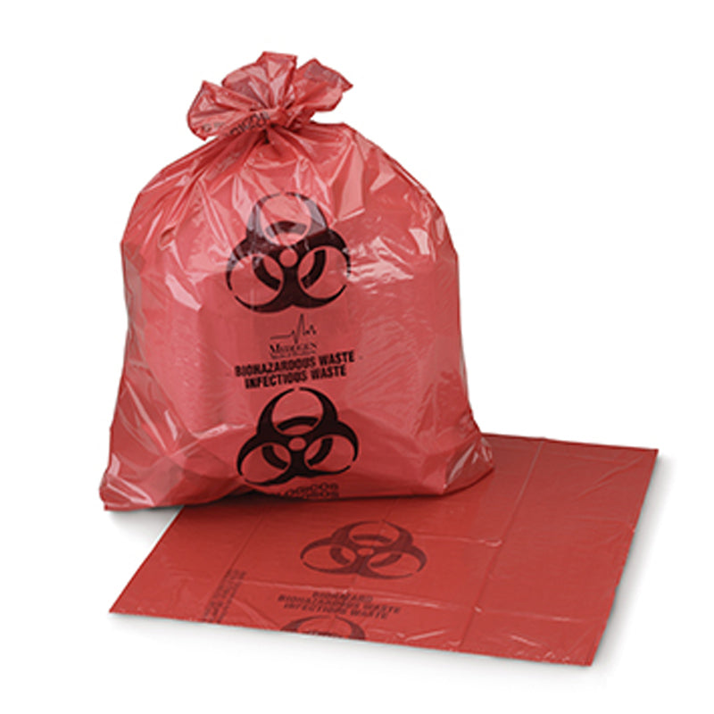 Biohazard Bag, 33" x 22" x 48", Red/ Printed, 1.5 mil, 120 rl/cs