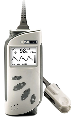 Handheld Oximeter, LCD display for SPO2 and pulse rate measurement Backlight control with power-saving features runs on AA batteries or optional NI-MH rechargeable batteries, Up to 100 IDs and 300 hours data storage