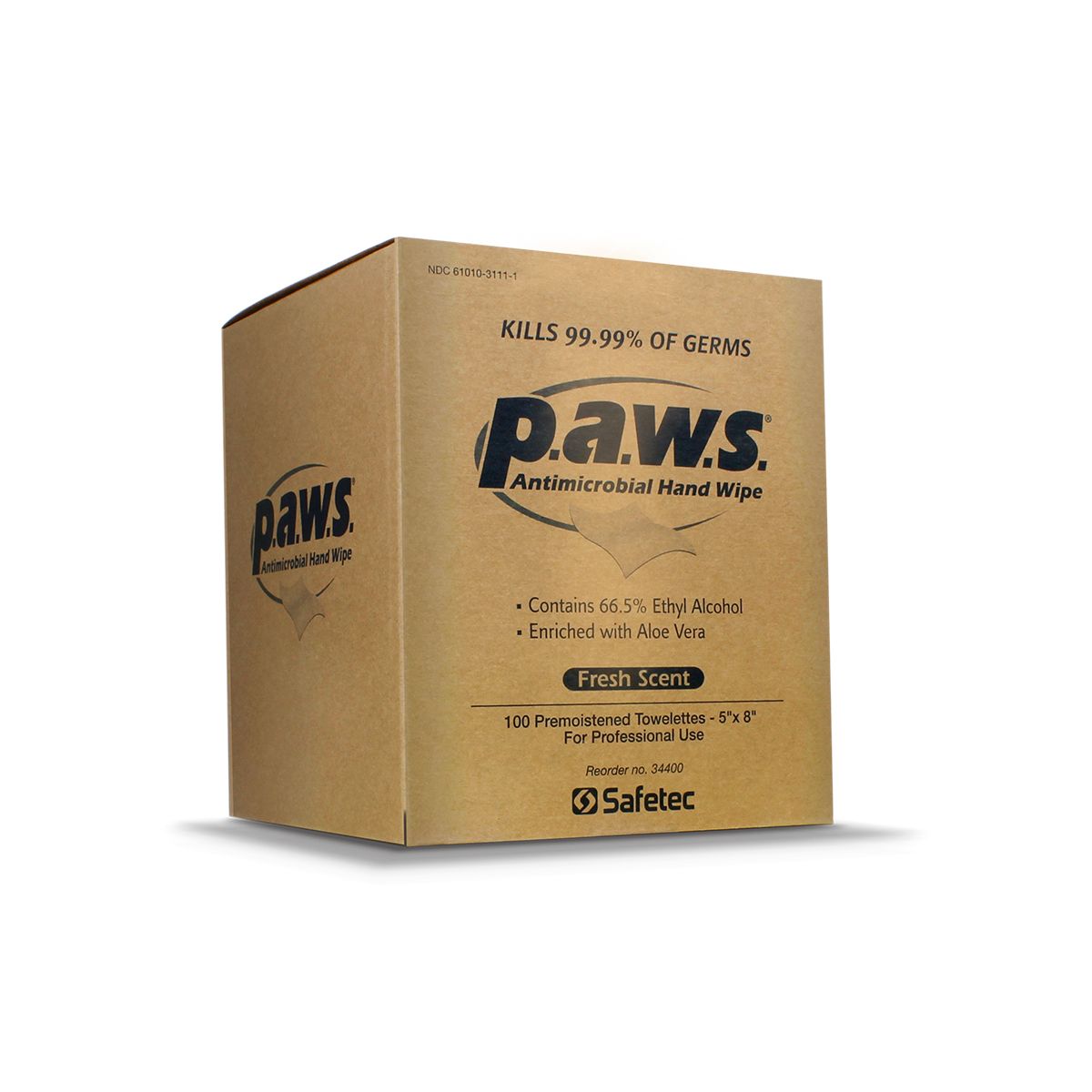 PAWS Antimicrobial Individual Towelette, 100/bx, 10 bx/cs (Item is considered HAZMAT and cannot ship via Air or to AK, GU, HI, MP, PR, VI) (Not Available for Sale into Canada)