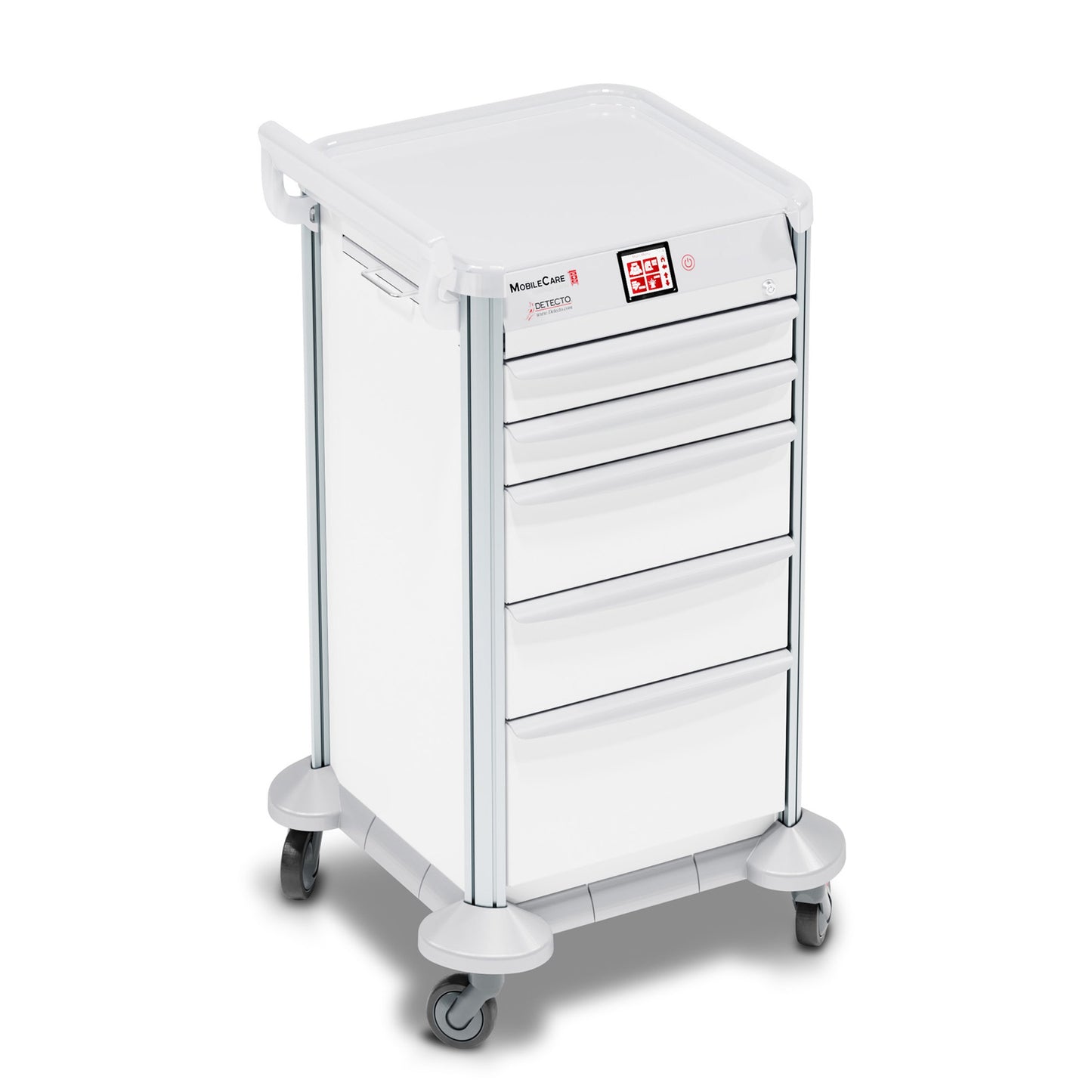 Mobile Care Medical Cart, Electronic - Individual Drawer Lock/Individual Drawer Sensor, White Frame, 16.5in Drawer Width, 3/3/6/6/9 Drawer Configuration, Utility Shelf (DROP SHIP ONLY)