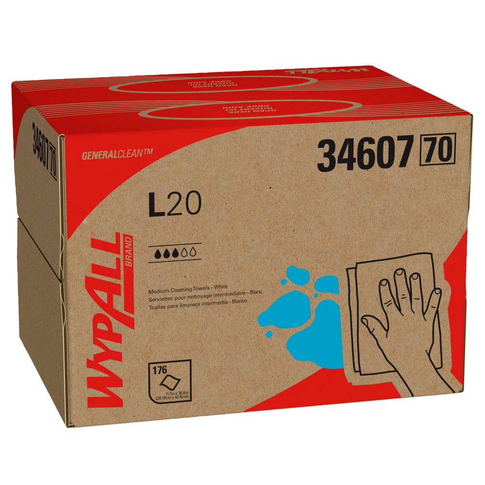WypAll GeneralClean L20 Medium Cleaning Cloths, Brag Box, White, 176 sheet/bx, 1 bx/cs (Products cannot be sold on Amazon.com or any other 3rd party site) (US Only)