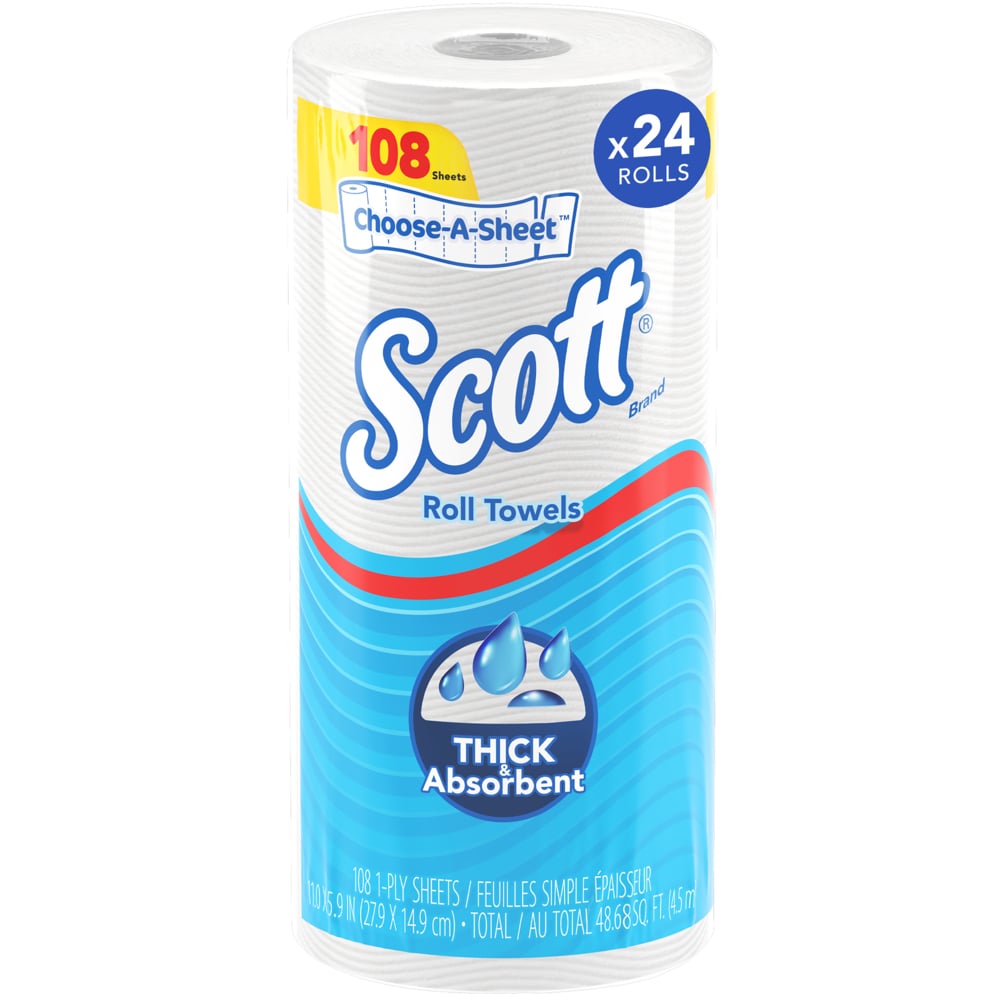 Scott Choose-A-Sheet Paper Towel, 11" x 5.9" roll, White, 100 sheets/rl, 24 rl/cs (Item experiencing packaging roll-over, some products may contain 100 sheets/rl, others 108 sheets/rl) (Products cannot be sold on Amazon.com or any other 3rd party site) (US Only)