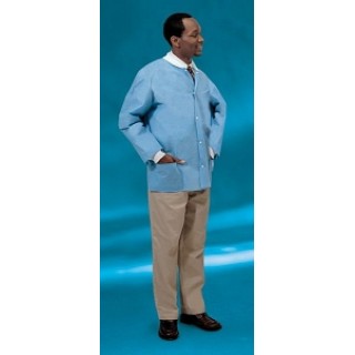 Lab Jacket, SMS, Disposable, Knit Collar, Snap Front, Pockets, 2X-Large, Ceil Blue, 10/pk, 10 pk/cs (Continental US Only)