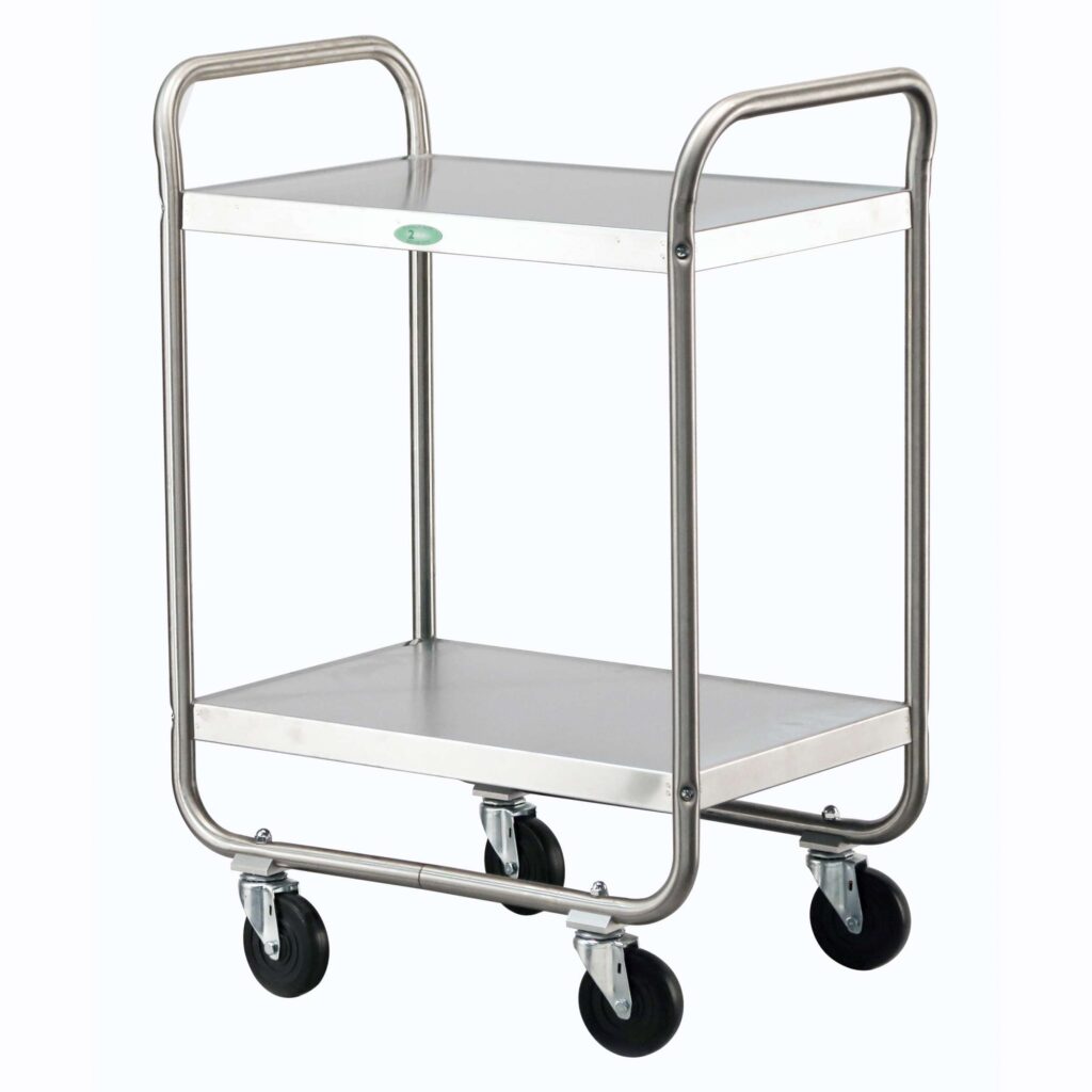 Medium Duty Cart, 2 Shelves, 17_"W x 27"L x 35_"H, 500 lb Capacity, 4" Swivel Casters, 15_" x 24" Shelf, 18_" Clearance