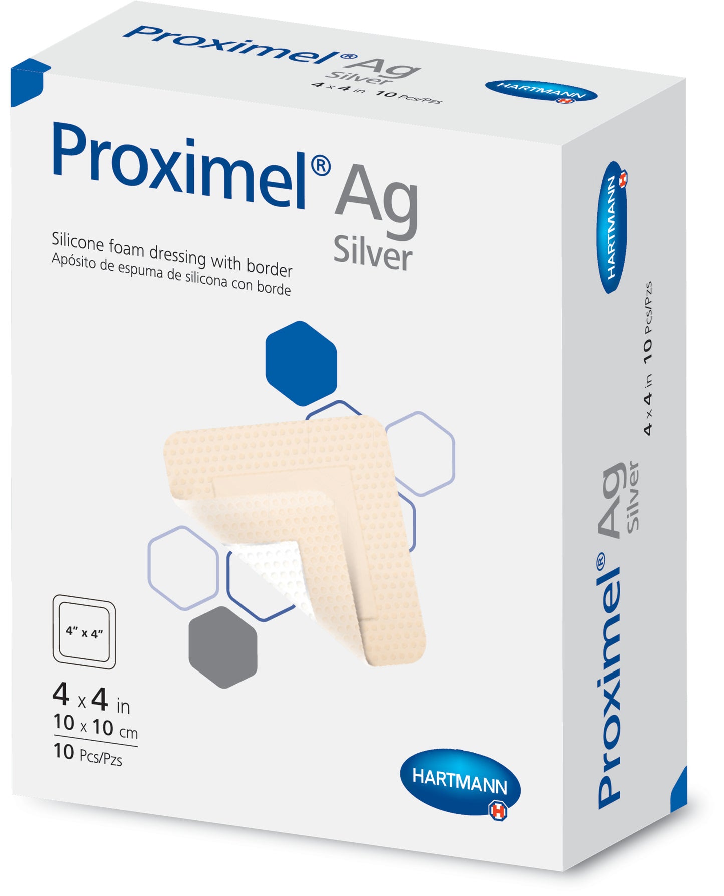Ag Silicone Foam Dressing with Border, 3" x 3", 10/bx, 6bx/cs