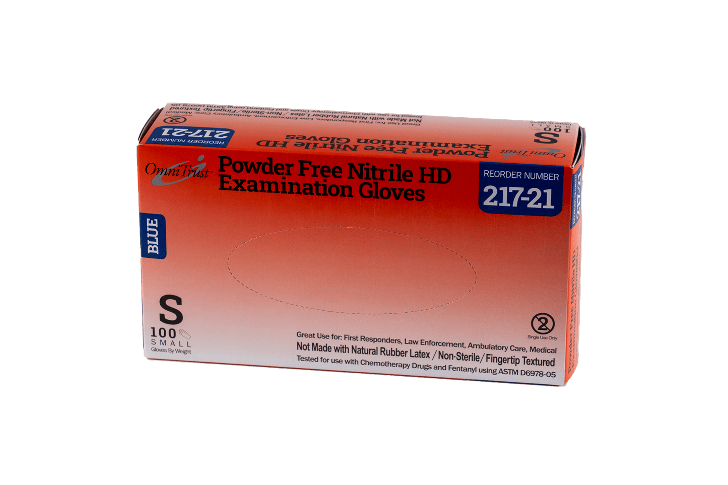Exam Glove, Nitrile, Small, Powder-Free, HD Chemo & Fentanyl Resistant, Blue, 100/bx, 10 bx/cs