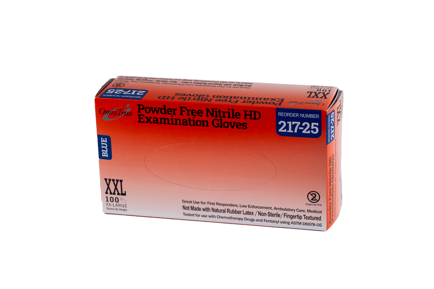 Exam Glove, Nitrile, XX-Large, Powder-Free, HD Chemo & Fentanyl Resistant, Blue, 100/bx, 10 bx/cs