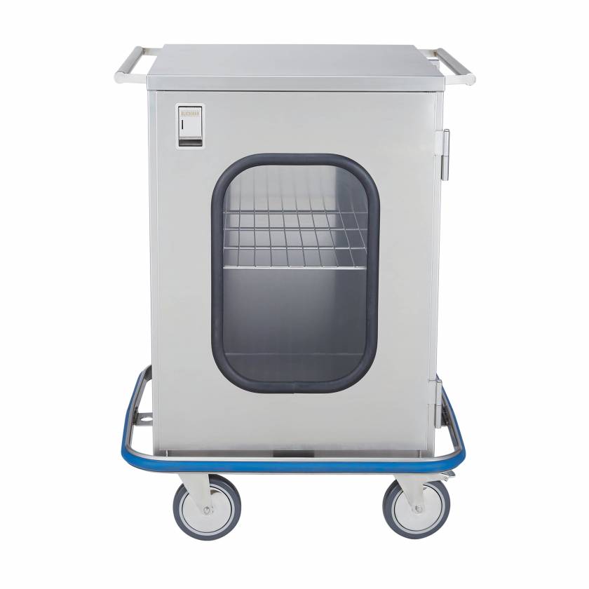 Mini Case Cart 29 5/8"W x 40 1/2"H x 29"D, (1) Stainless Steel Wire Pullout Shelf, (1) Glass Door (DROP SHIP ONLY)