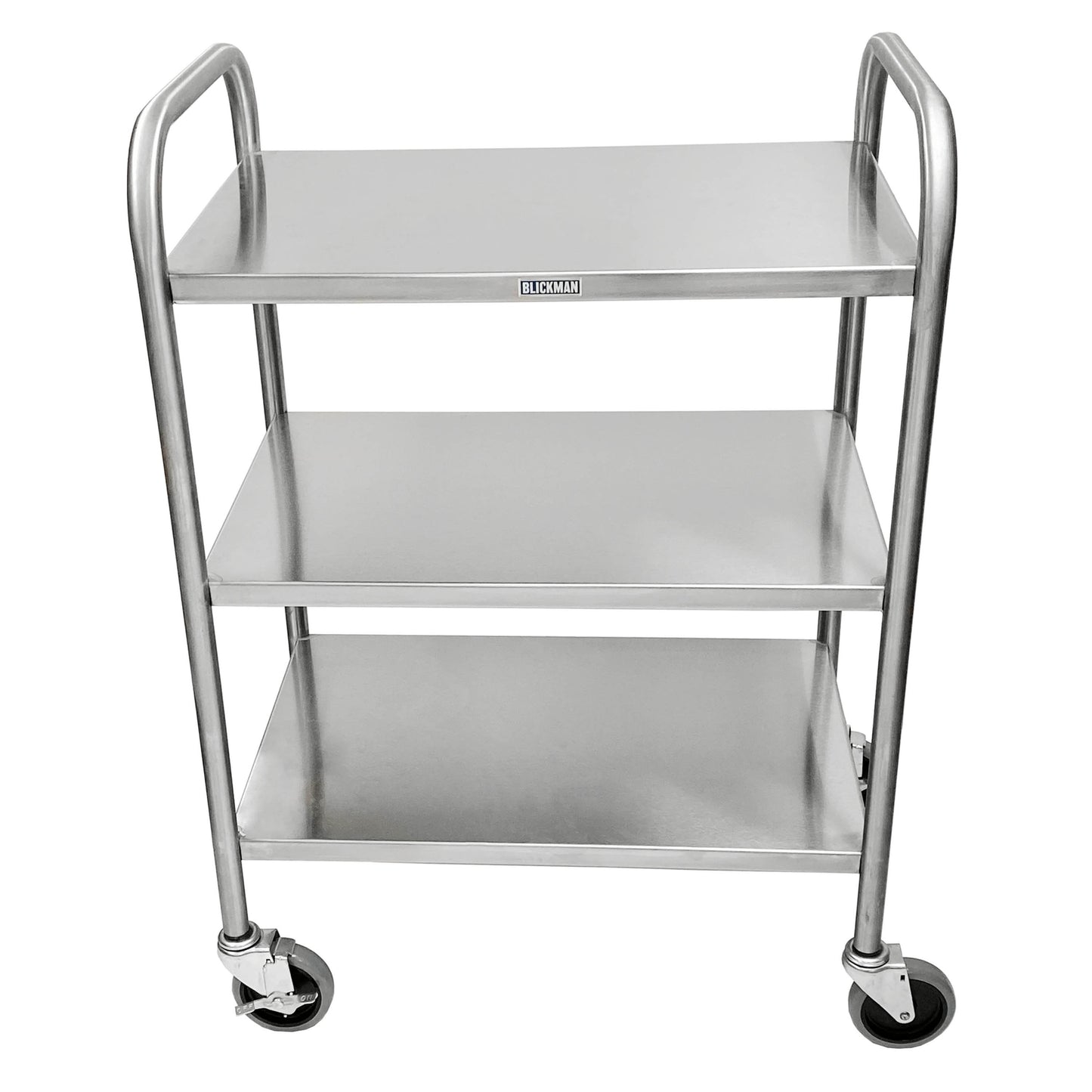 Utility Cart, Medium Duty, 25"W x 35 3/4"H x16 1/2"D, (3) Shelves, 4" Casters, (2) with Brake (DROP SHIP ONLY)