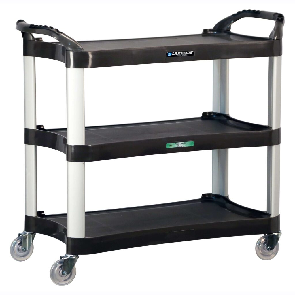 Cart, Charcoal Shelves & Legs, 20"W x 39"L x 36"H, 17_" x 30_" Shelf, 11_" Clearance