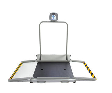 Digital Wheelchair Scale with Dual Ramps, Extra-Large Platform, ADA Compliant, LB & KG, Capacity: 1000 lb/454 kg; Resolution: 0.2 lb/0.1 kg EMR Connectivity: Via USB, Optional Pelstar Wireless Technology, 4 Wheels (2 Casters) (DROP SHIP ONLY)