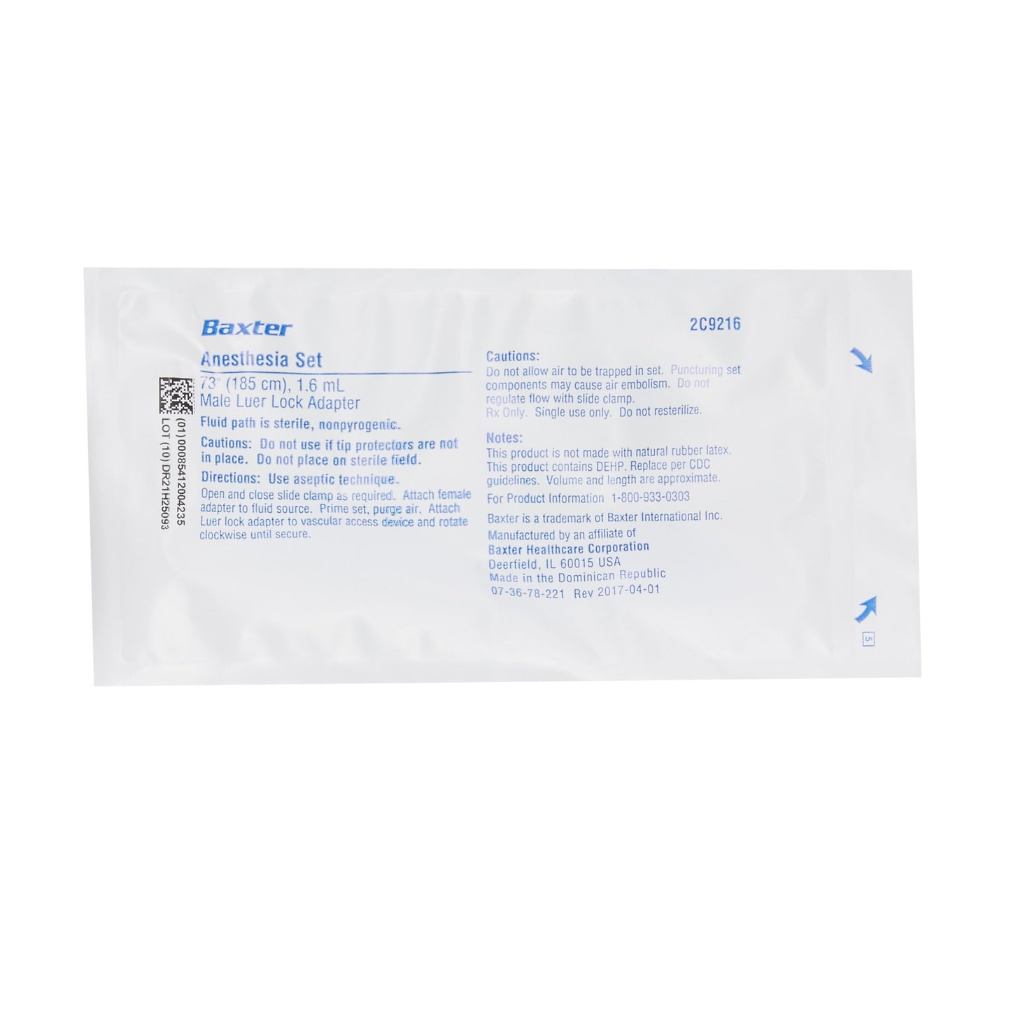 Anesthesia Set, Microbore, Male Luer Lock Adapters, 1.6 ml, 73" Length, Green Stripe, Non-Pyrogenic, Contains DEHP, Sterile Fluid Path, 60/cs (Rx) (Continental US Only) (Product Access Restricted. Check with your sales rep to verify eligibility)