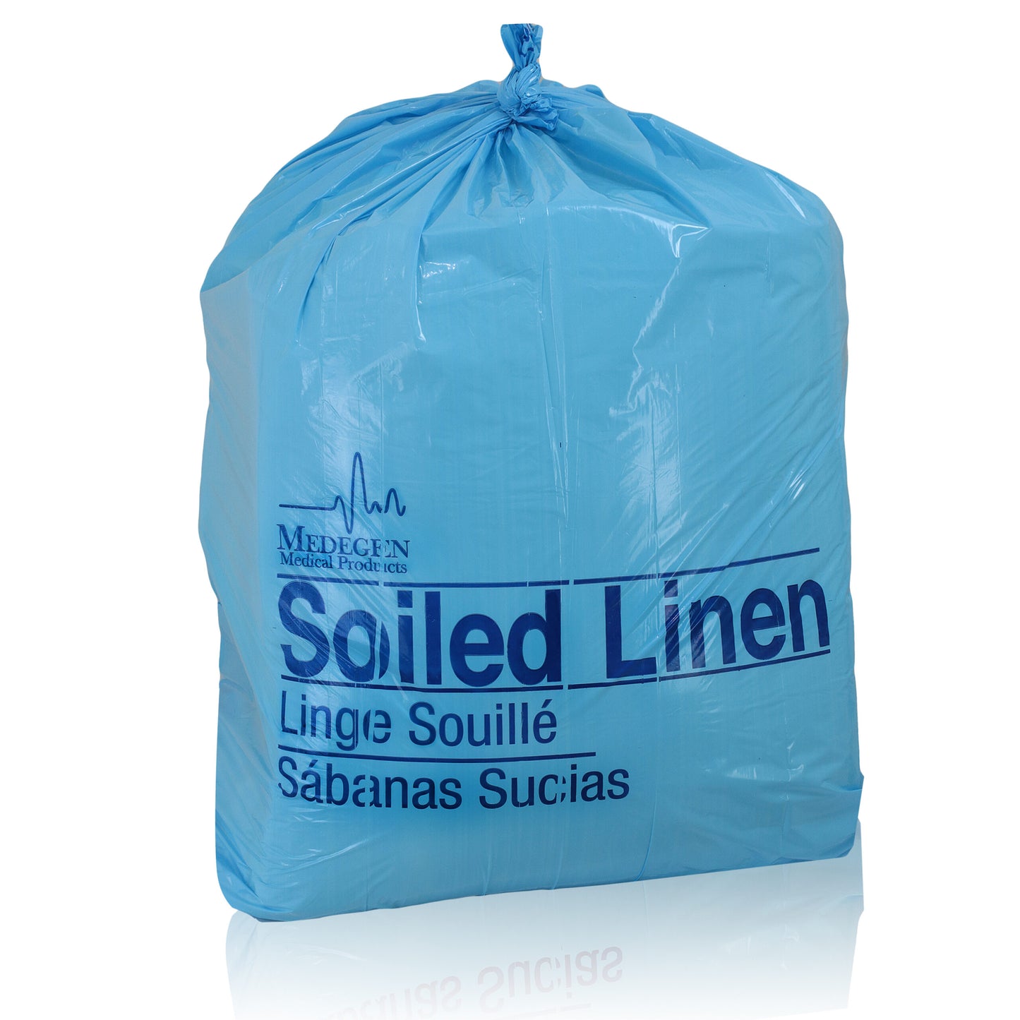 Laundry & Linen Bags, LLDPE Film, 30_" x 41", Print: Soiled Linen, Color: Blue/ Blue, 1.2 Mil, 20-30 Gal, Flat Pack, 250/cs