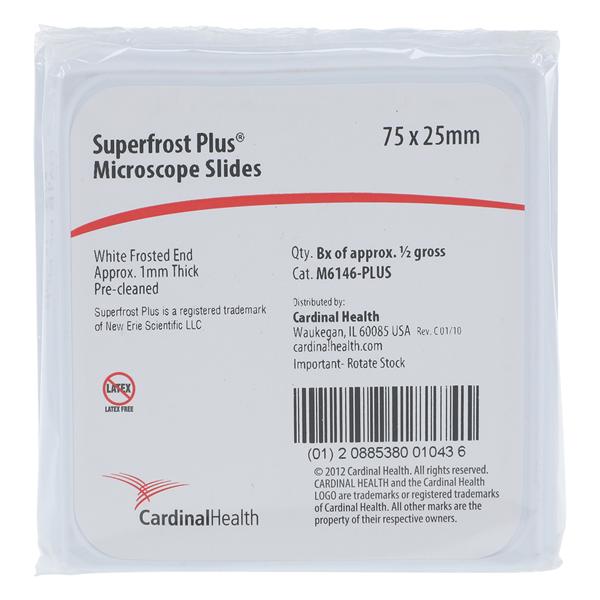 Superfrost Plus Positive Charged Adhesion Microscope Slide, Frosted End, 25mm x 75mm x 1mm, 144/gr, 10 gr/cs (Continental US Only)