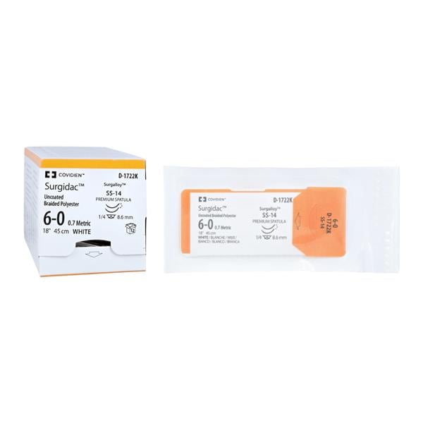 Suture, Premium Spatula, Size 6-0, White, 18", Needle SS-14, _ Circle, 1 dz/bx (Continental US Only)
