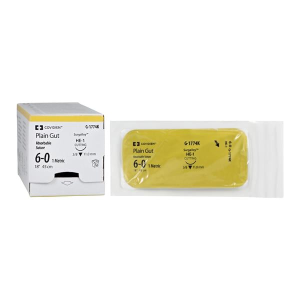 Suture, Reverse Cutting, Size 6-0, 18", Needle HE-1, 3/8 Circle, 1 dz/bx (Continental US Only)