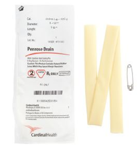 Penrose Surgical Wound Drain, 18" x 0.625", X-Ray Detectable, Latex, Sterile, 10/bx, 10 bx/cs (Continental US Only)
