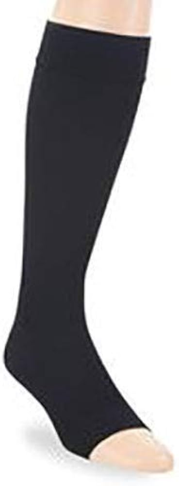 Compression Hose, Knee High, 15-20 mmHG, Open Toe, Classic Black, Small (Continental US Only)