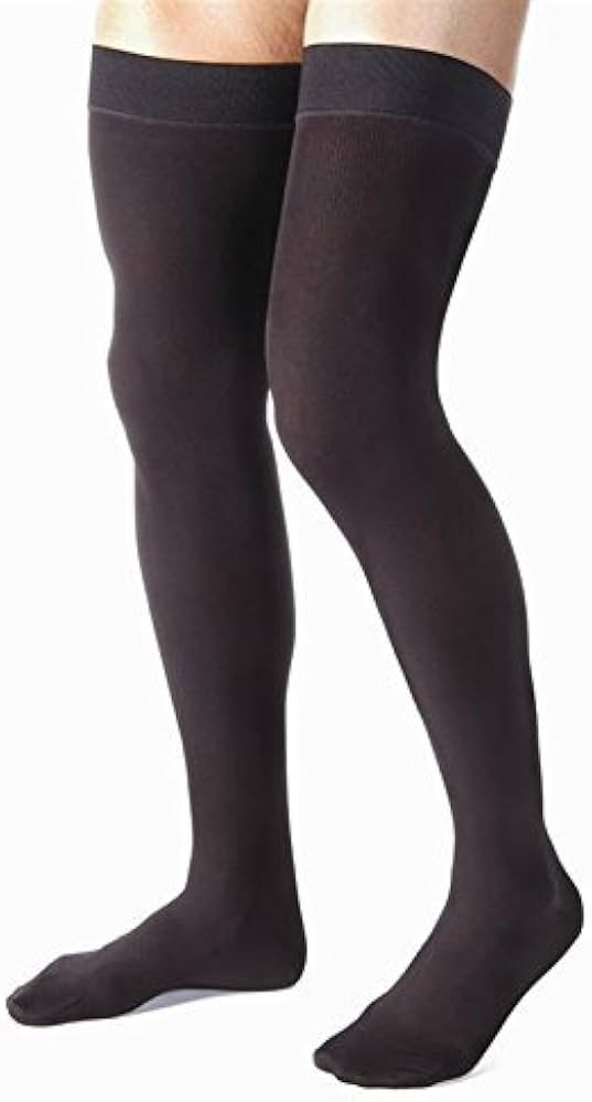 Compression Hose, Thigh High, 30-40 mmHG, Closed Toe, Black, Medium (Continental US Only)