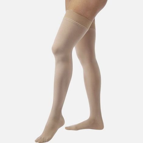 Compression Stocking, Thigh Relief, 30-40mmhg, Closed Toe, Silicone Band, Petite Large, Black, 1/pr (Continental US Only)