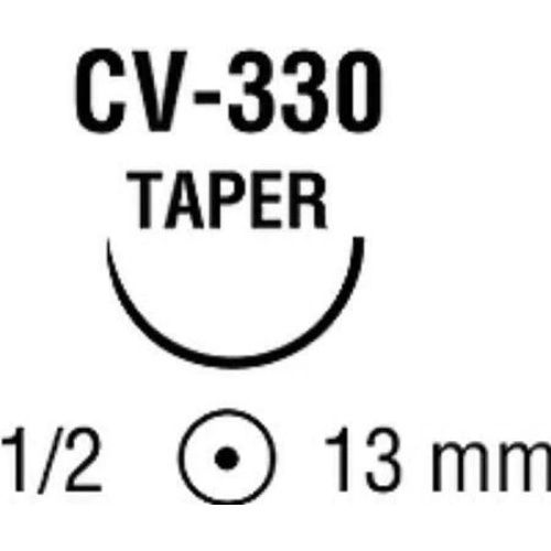 Suture, Taper Point, Size 3-0, Blue, 18", Needle CV-330, _ Circle, Firm PTFE Pledget 3mm x 3mm x 1.5mm, 3 dz/bx (Continental US Only)