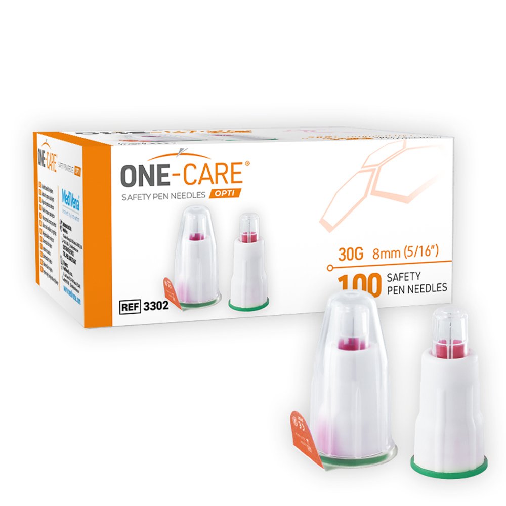 OPTI Safety Pen Needles, 30G x 8mm, 100/bx