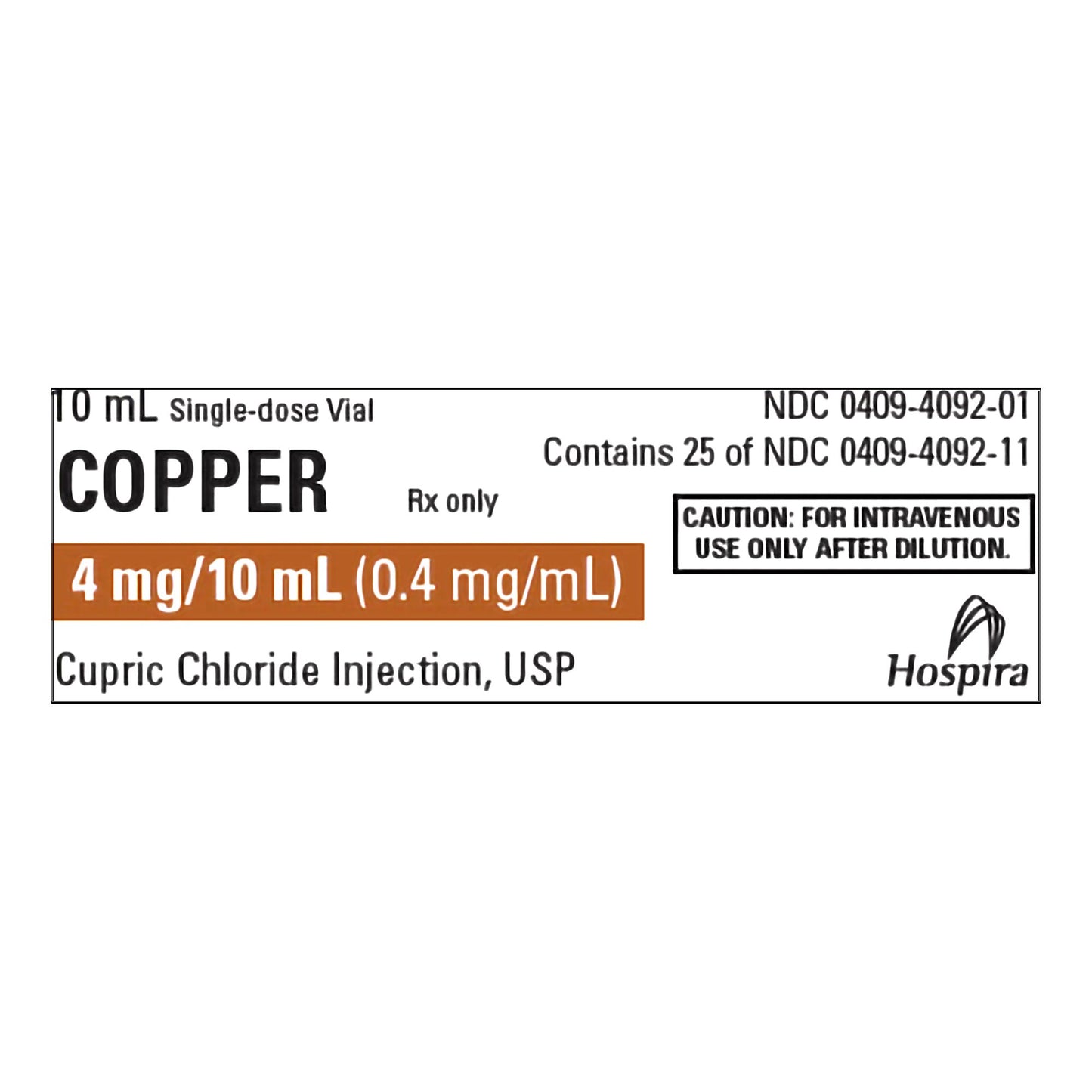 Copper Trace Metal Additive, USP, 0.4 mg/ml, 10 ml Vial, Single Dose, Plastic Fliptop Vial, 25/cs (Rx) (Item is Non-Returnable) (We must have your Wholesale Drug License on File before shipping this product) (US Only, Excluding IN and ND)
