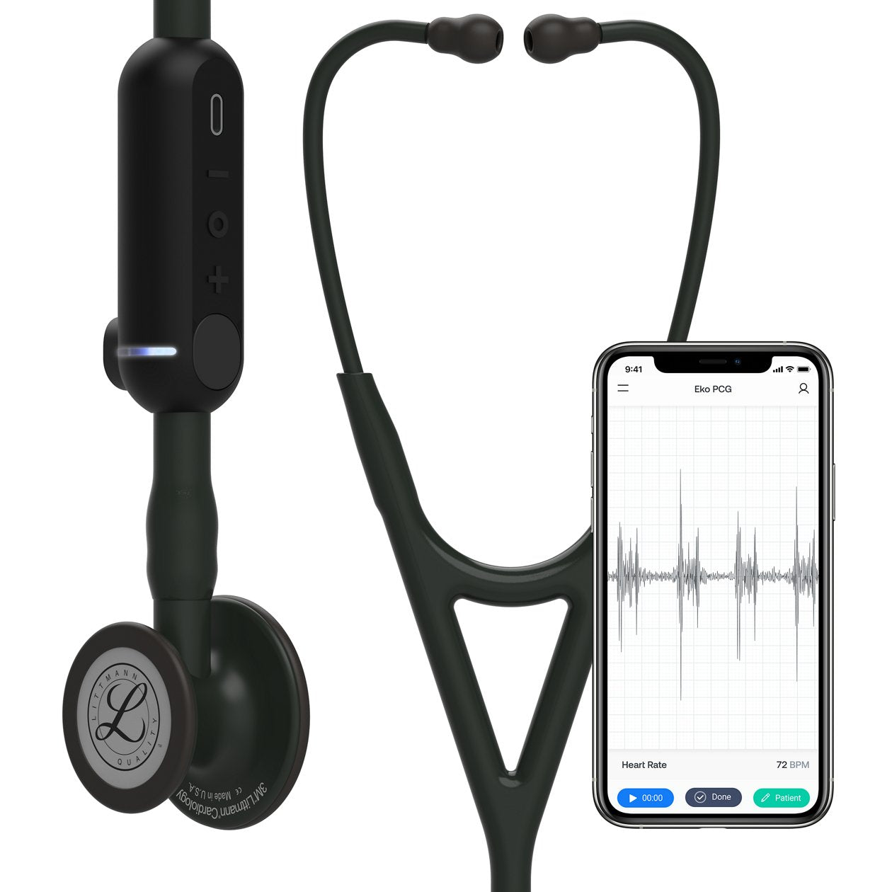 CORE Digital Stethoscope, Black, 27" Tubing (Item is considered HAZMAT and cannot ship via Air or to AK, GU, HI, PR, VI) (Continental US Only)