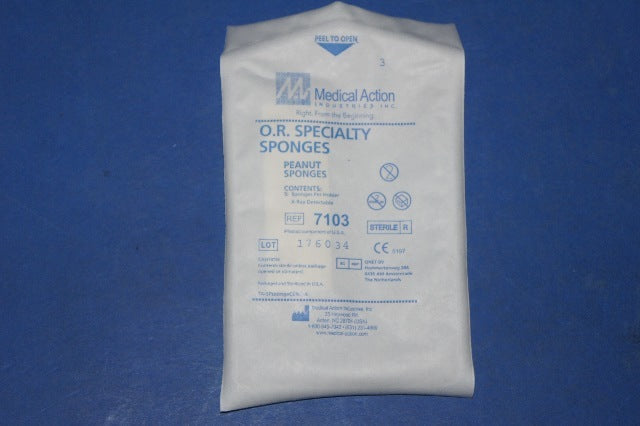 Peanut Sponge, X-Ray Detectable, 3/8", White, 100/cs