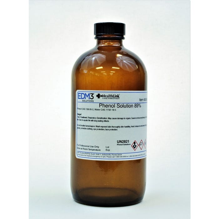 Phenol, 89%, 16 oz (Item is Non-Returnable) (US Only) (Item is considered HAZMAT and cannot ship via Air or to AK, GU, HI, MP, PR, VI) (DROP SHIP ONLY)