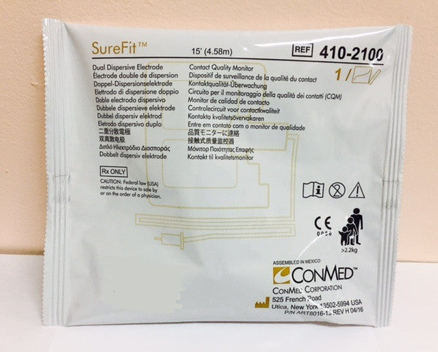 SureFit Dual Dispersive, 15ft Cable, 100/cs
