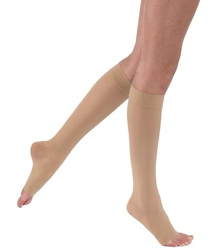 Compression Stocking, Knee High, 15-20 mmHG, Open Toe, Natural, Medium (Continental US Only)