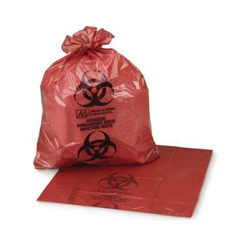 Biohazardous/ Infectious Waste Bag with Biohazard Symbol, 2mL, 55" x 60", 60 Gallon, Red/ Black, 50/cs