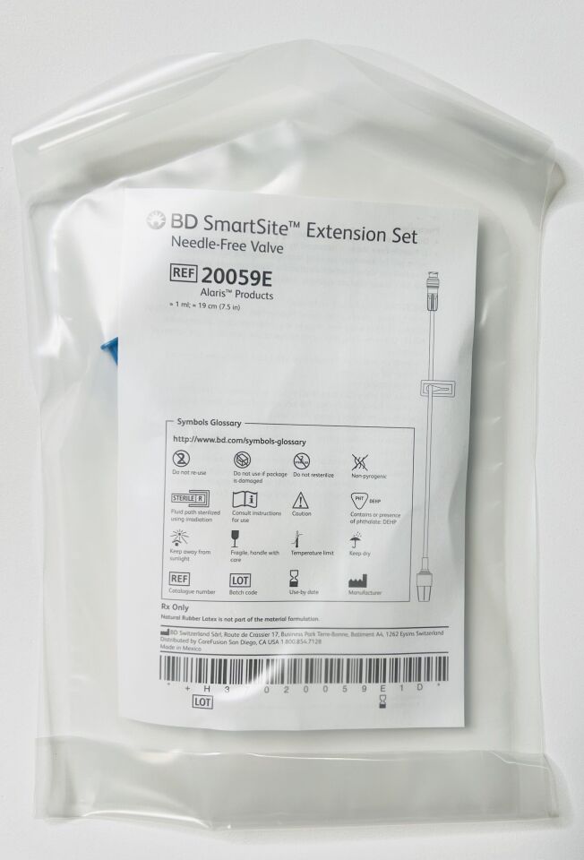 Extension Set, (1) Needle-Free Valve, Spin Male Luer Lock, 8.5" Length, 0.93 ml PV, 100/cs (Continental US Only) (Drop Ship Requires Pre-Approval)
