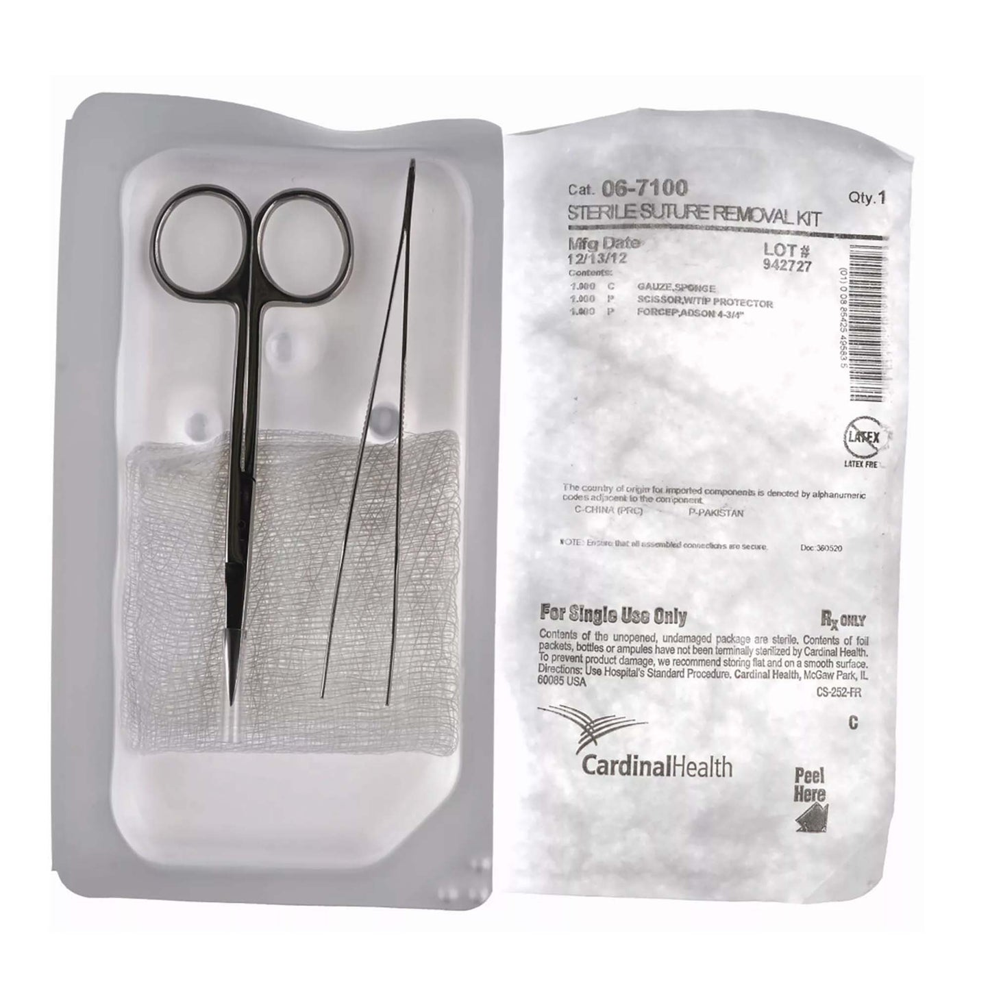 Suture Removal Tray, Includes: 4.5" Straight Iris Scissors with Tip Protector; 4.75" Serrated Adson Forceps, 50/cs (Continental US Only)