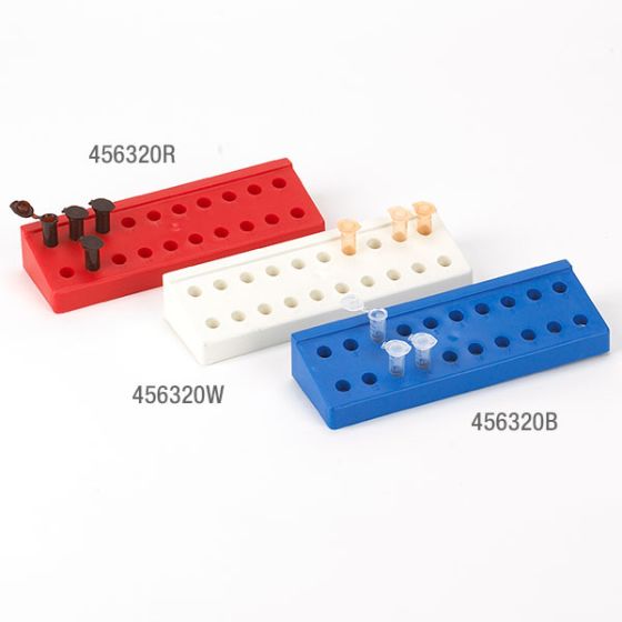 Heavy Duty Microtube Rack, 20 Places, 8.25" x 2.75" x 1.4", White