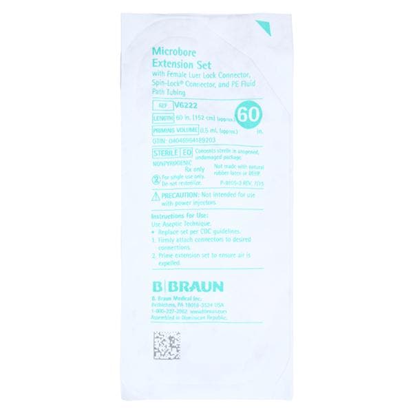 Extension Set, PVC-Free Fluid Path, 0.02" ID, Male & Female Luer Locks, 0.5mL Priming Volume, 60"L, Latex Free (LF), 50/cs (Rx) (Item is Non-Returnable) (Continental US+HI Only, Excluding IN and ND)
