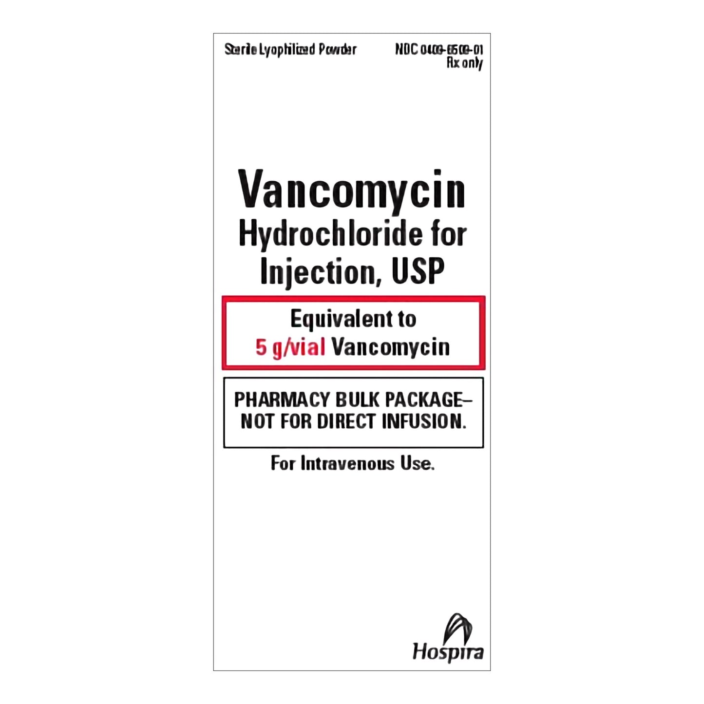 Vancomycin Hydrochloride for Injection, USP, 5 g Vial, Pharmacy Bulk Package Glass Fliptop Vial (Rx) (Item is Non-Returnable) (We must have your Wholesale Drug License on File before shipping this product) (US Only, Excluding IN and ND)