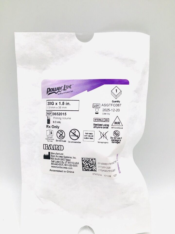 PowerLoc Safety Infusion Set without Y-Injection Site, 20G x 1.5", 20/pk (Continental US Only) (Drop Ship Requires Pre-Approval)