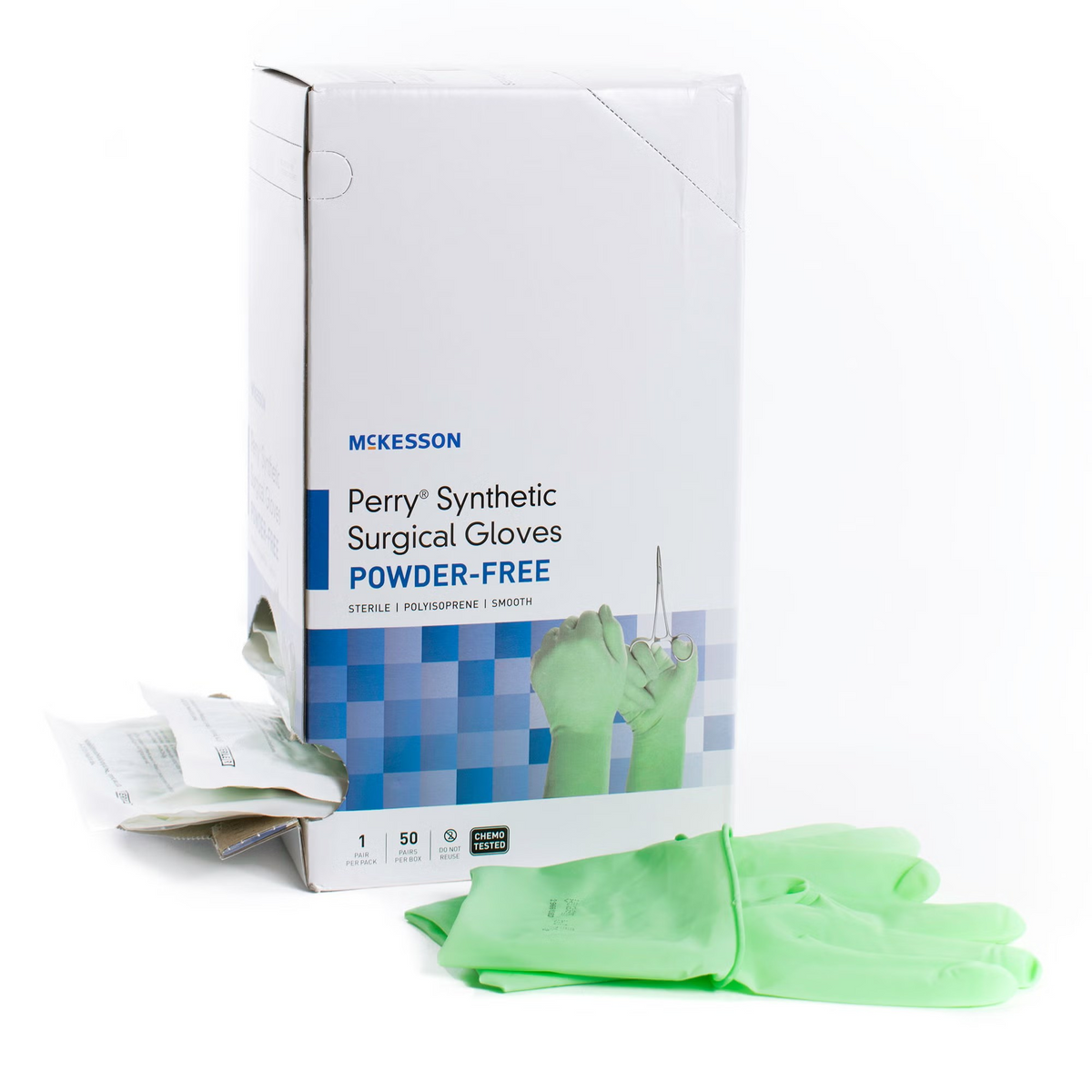 Surgical Glove McKesson Perry® Performance Plus Size 7 50 Pairs per Box Sterile Polyisoprene Standard Cuff Length Smooth Green Chemo Tested 50pr/bx, 4bx/cs (20-2070N)
