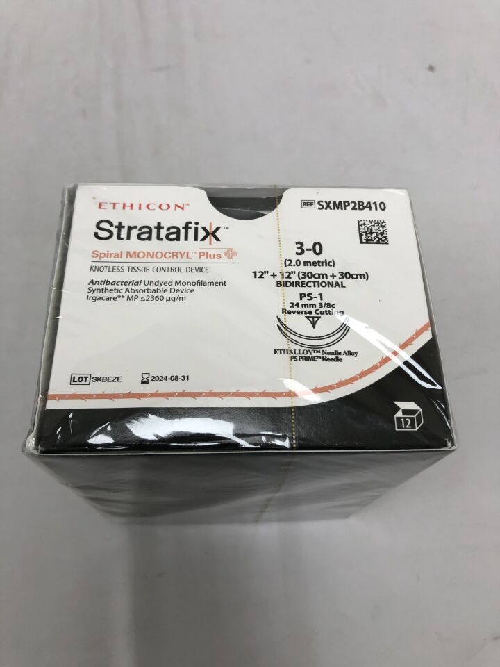 Suture, Spiral, Undyed, Size 3-0, Needle PS-1, 30cm x 30cm, 12/bx (Continental US Only)