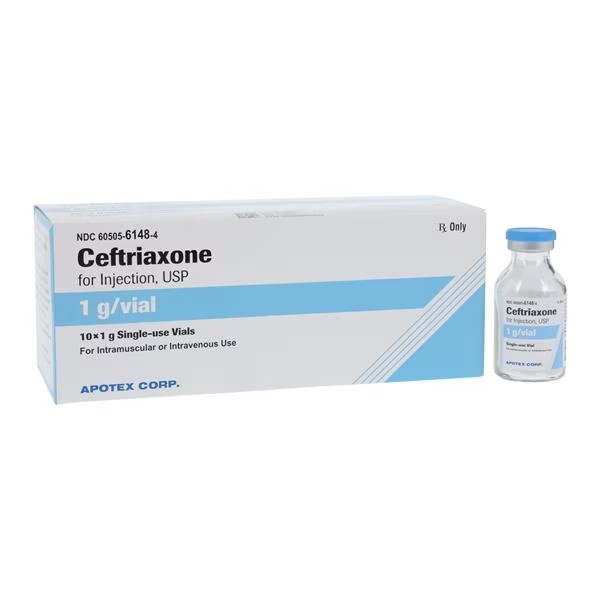 Ceftriaxone Sodium Injection 1gm/vl Powder SDV 10/Package (60505614804)